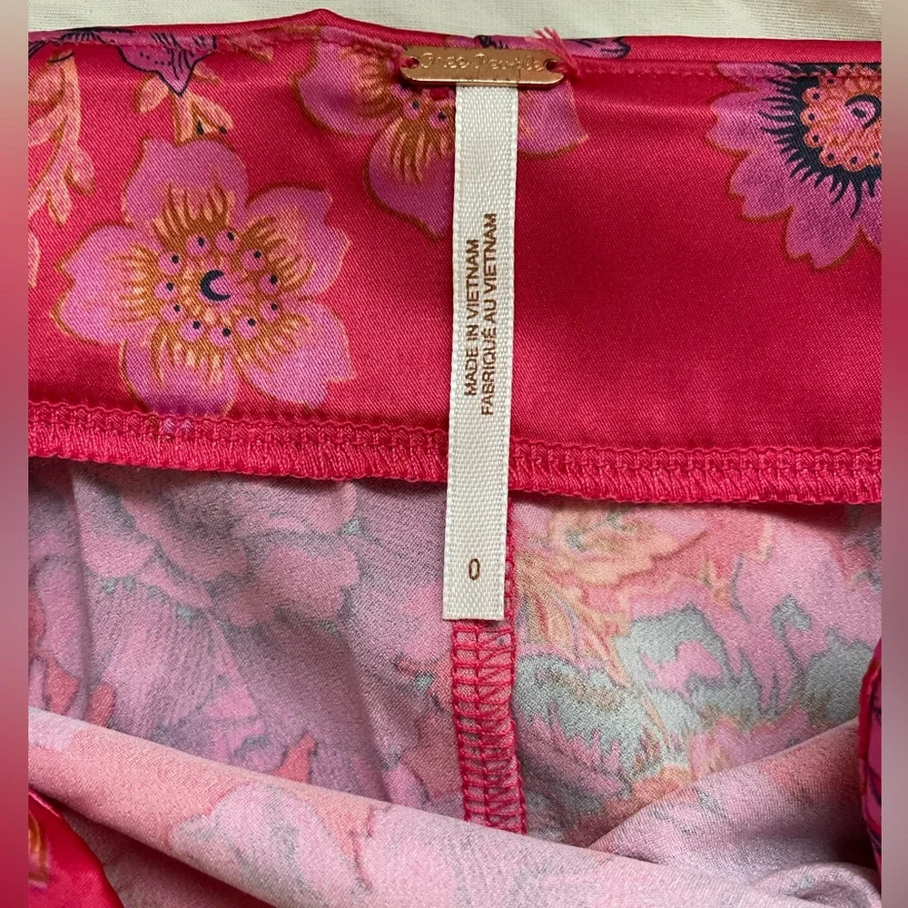 NWT Free People Pink with flowers mini skirt size 0 - Picture 7 of 10